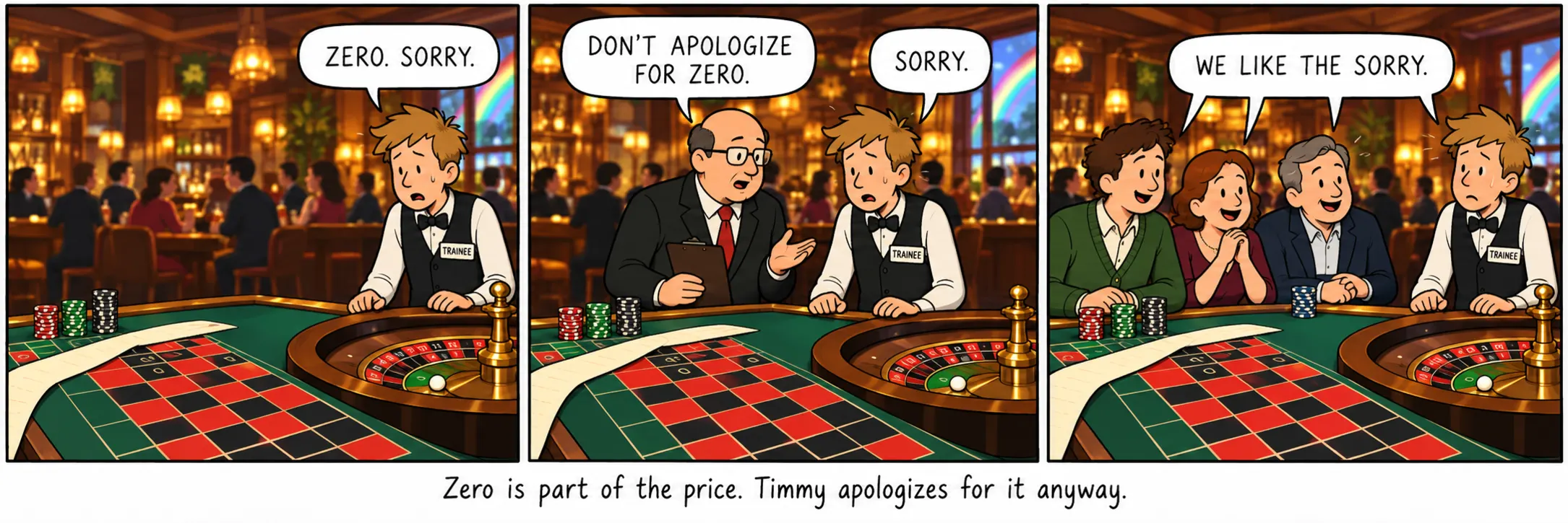 El cero es parte del precio. Timmy pide perdón por él de todos modos.