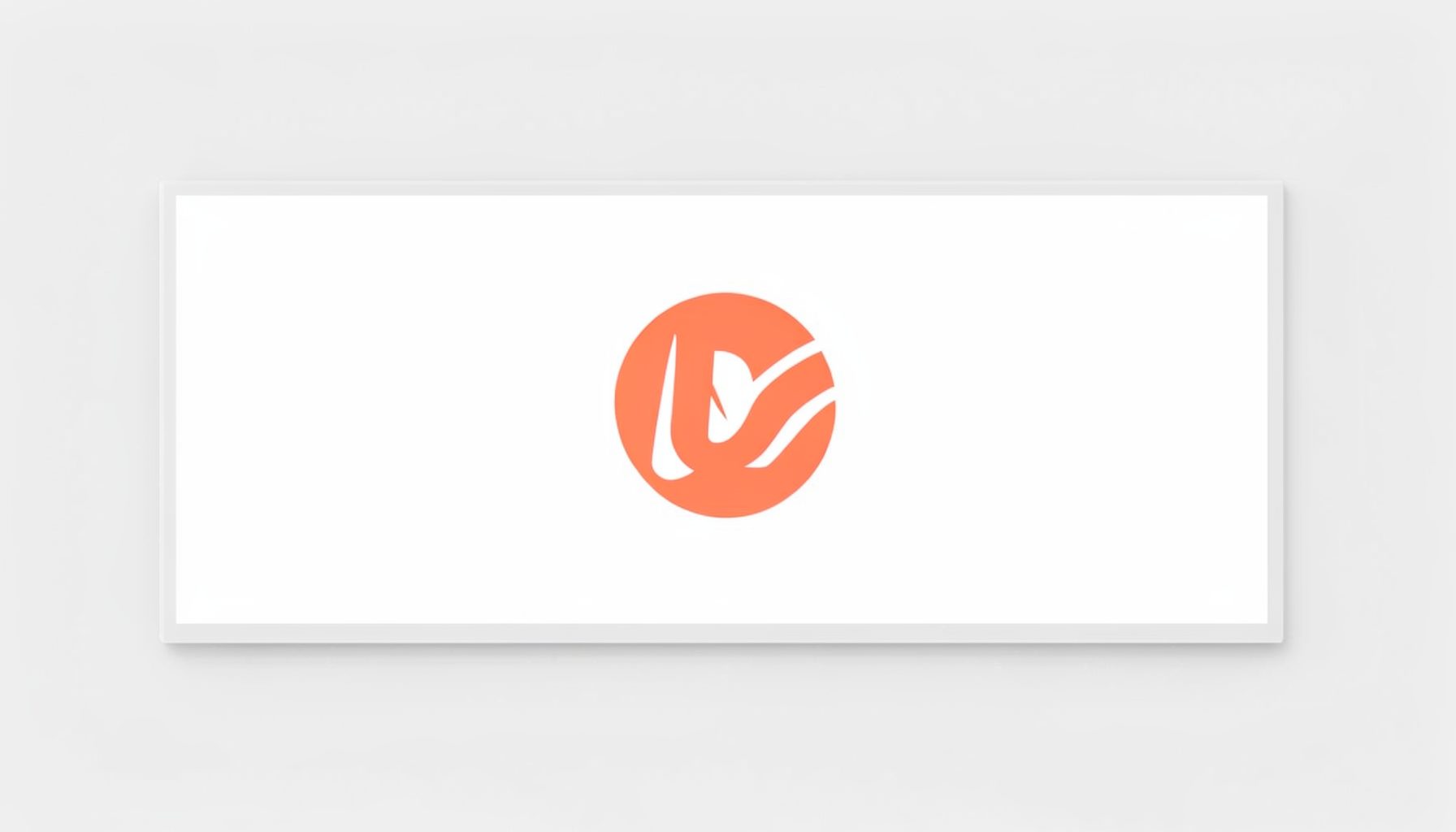 A rectangular logo panel with a white background and light-grey border, displaying a coral-accented brand mark.