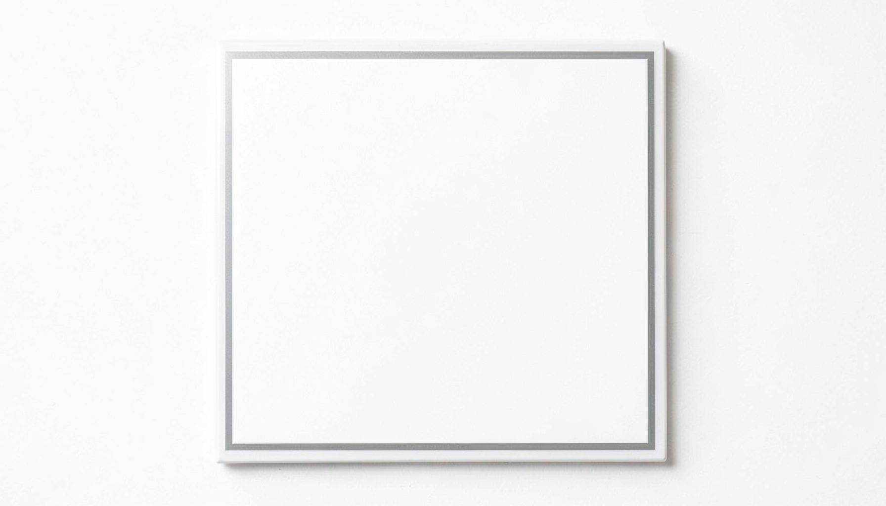 A square logo tile with a white background and a thin light-grey border, featuring dark charcoal typography on a clean white field.