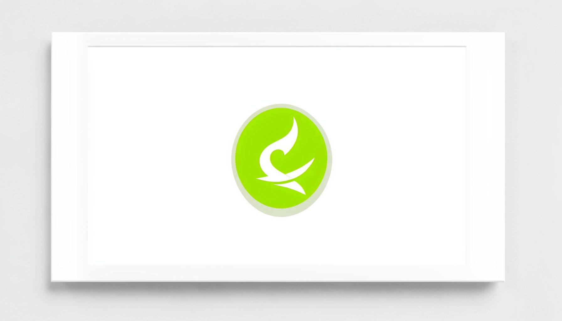 A rectangular logo panel with a white background and light-grey border, displaying a lime-green emblem.